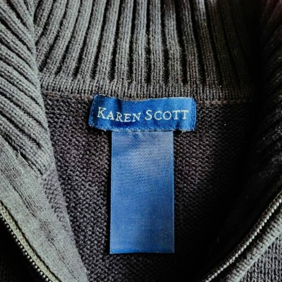 1/4 zip, navy sweater with snowflakes by Karen Scott - Picture 7 of 10